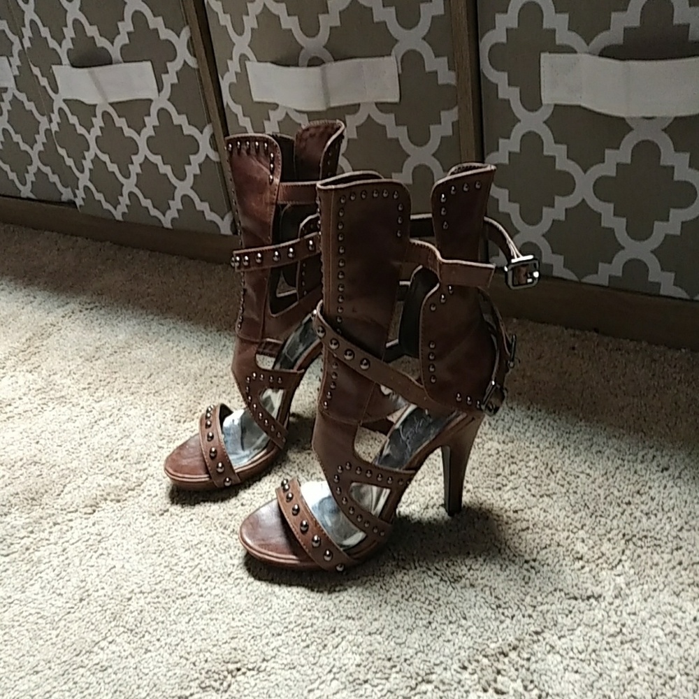 Brown high heels